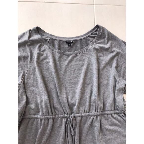 Torrid Mini Dress Pullover Drawstring Waist Gray - Picture 2 of 11